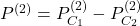 P^{(2)}=P^{(2)}_{C_1}-P^{(2)}_{C_2}